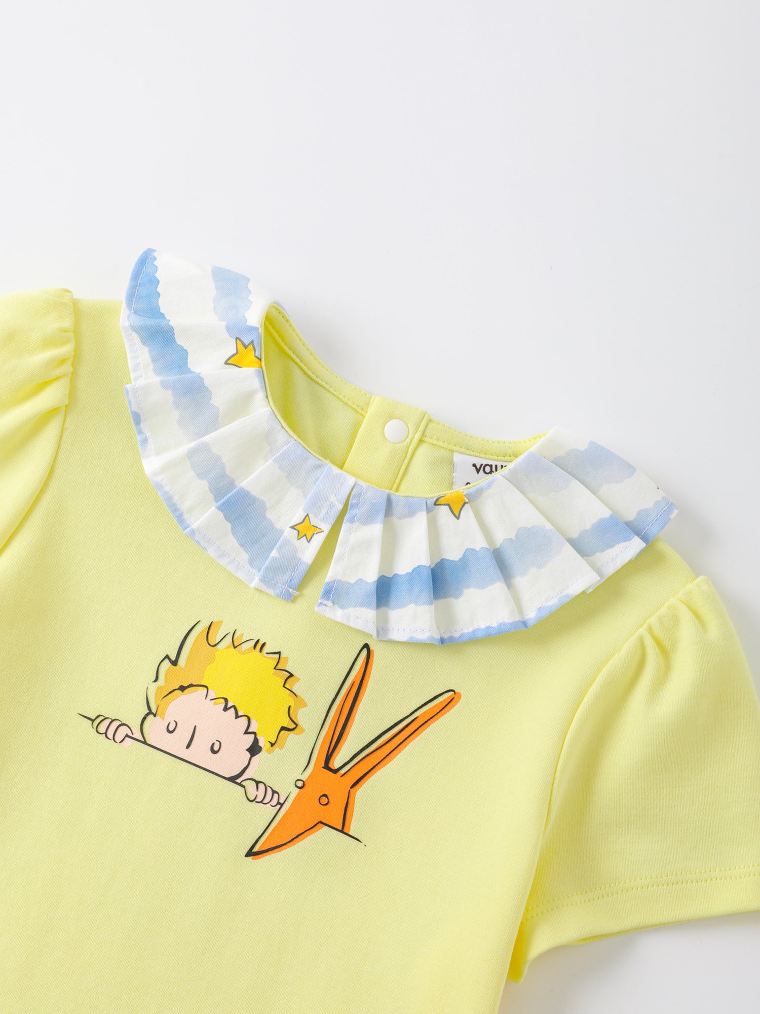 Girls Pleated Collar Print Tee