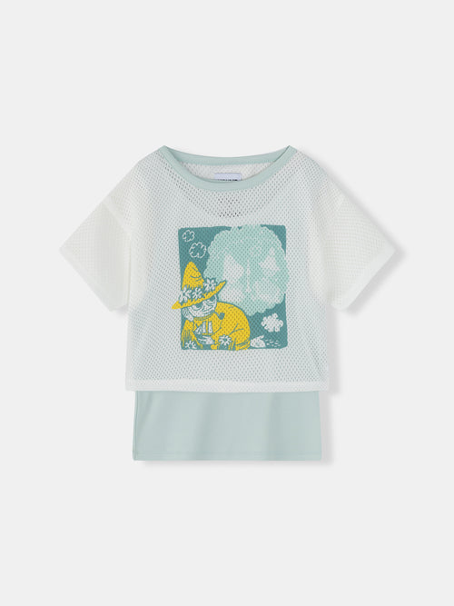Kids Snufkin Print Layered Mesh T-Shirt Set