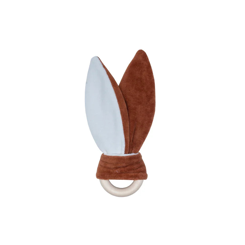 Wooly Organic Wooly Organic Crinkle Bunny Ears with Wooden Ring - Carmel Comforter & teether