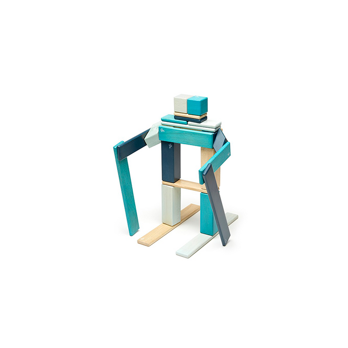 Tegu - 24 Piece Set Magnetic Wooden Blocks (Blue) - My Little Korner