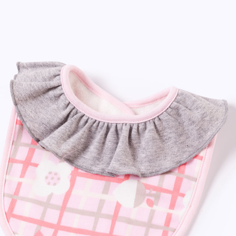 Vauva Baby Girls Ruffled Collar and Egg Style Bib Set - Grey