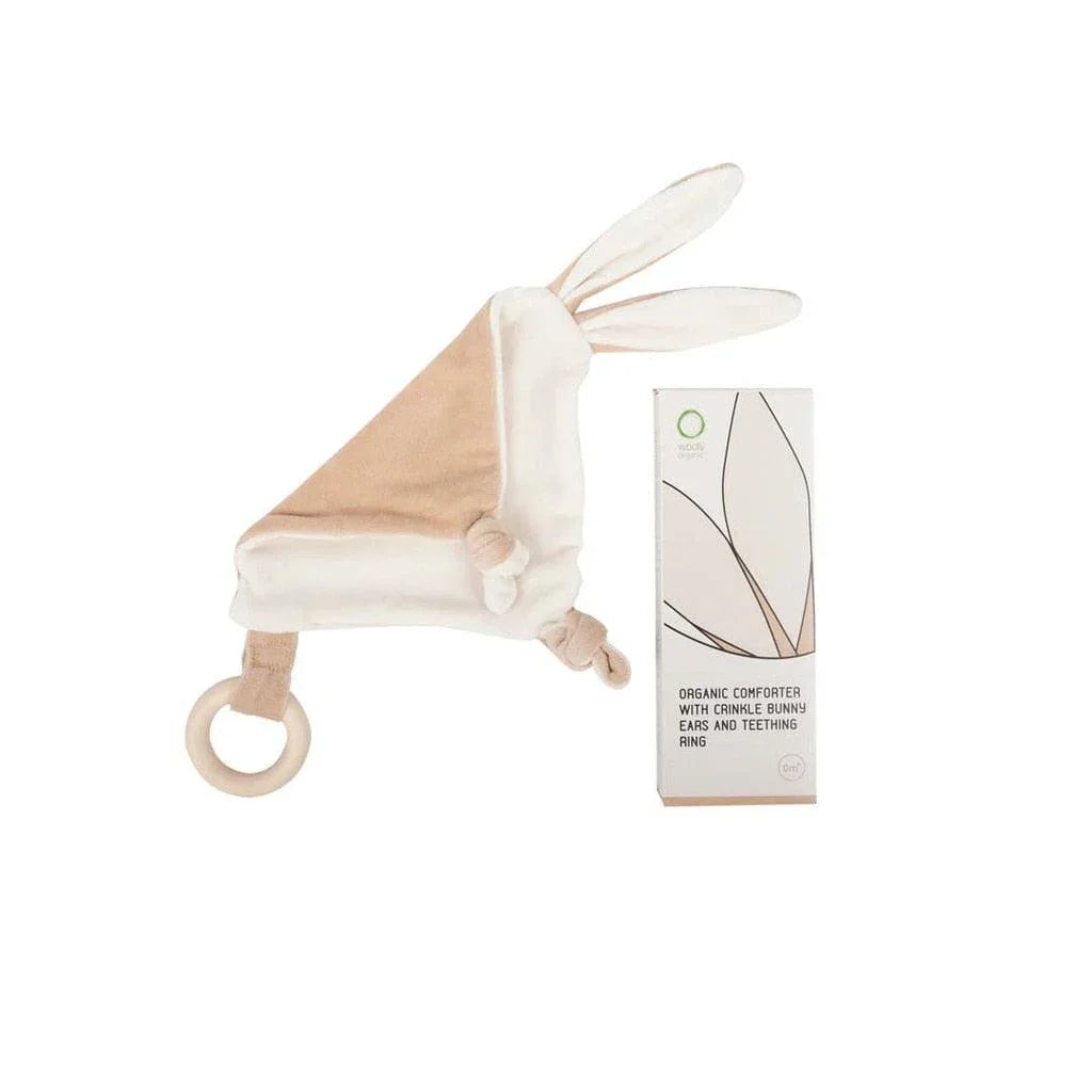 Wooly Organic Wooly Organic comforter with crinkle bunny ears and teething ring Comforter & teether
