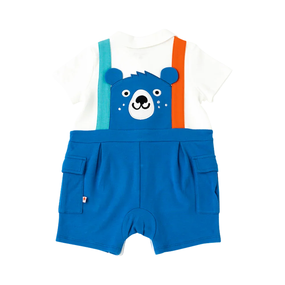 VAUVA Vauva 2022 - Organic CottonBear Polo Romper -Blue Rompers