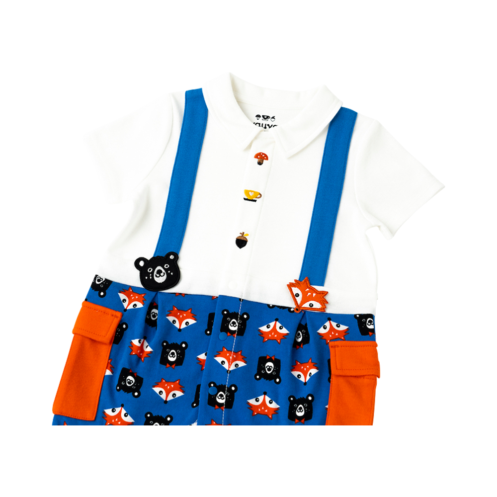 VAUVA Vauva 2022 - Organic Cotton Fox & Bear Polo Romper Romper