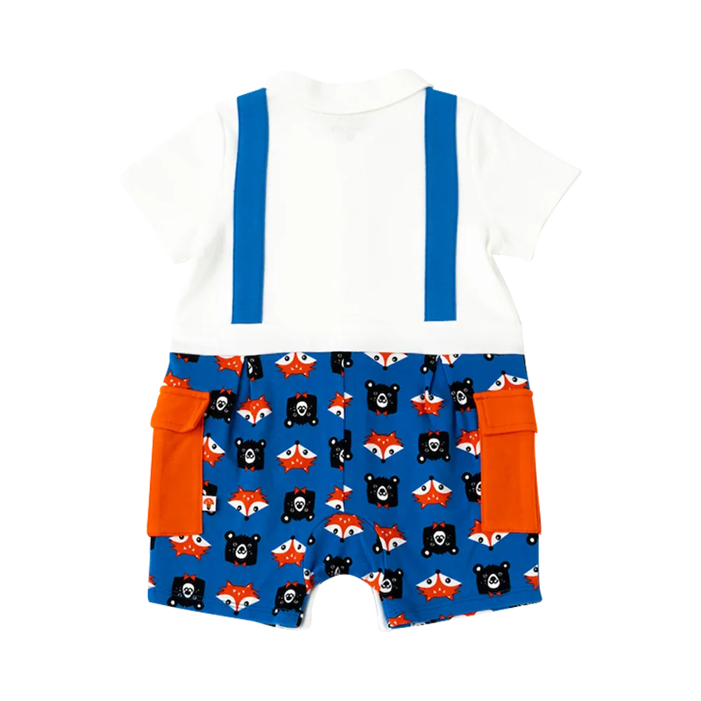 VAUVA Vauva 2022 - Organic Cotton Fox & Bear Polo Romper Romper