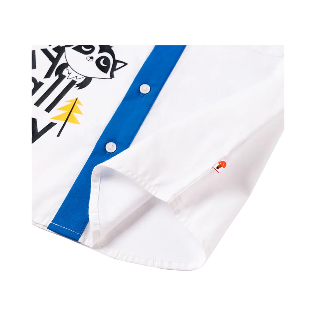 VAUVA Vauva Boys Raccoon Play All Day Long Sleeves Shirt - White Shirts