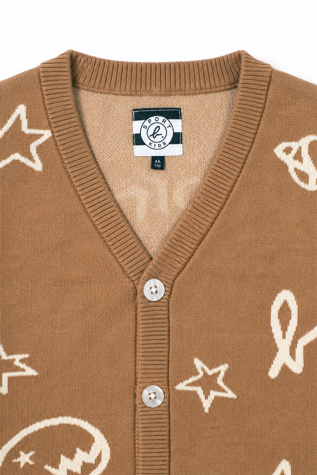 Boys Dino and Star Pattern V-Neck Knit Cardigan