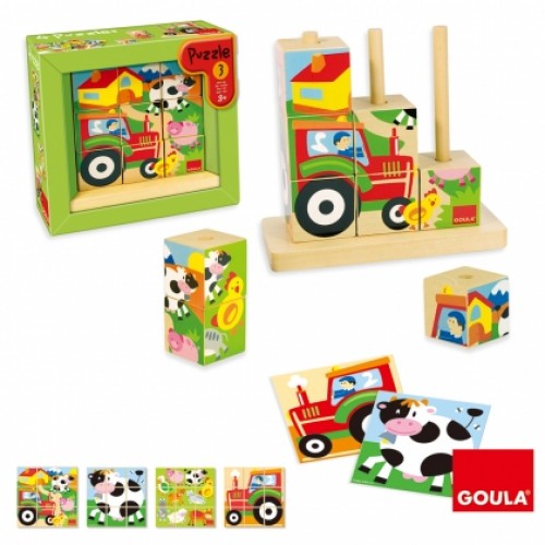 Goula Goula Farm Cubic Puzzle Wooden Toy