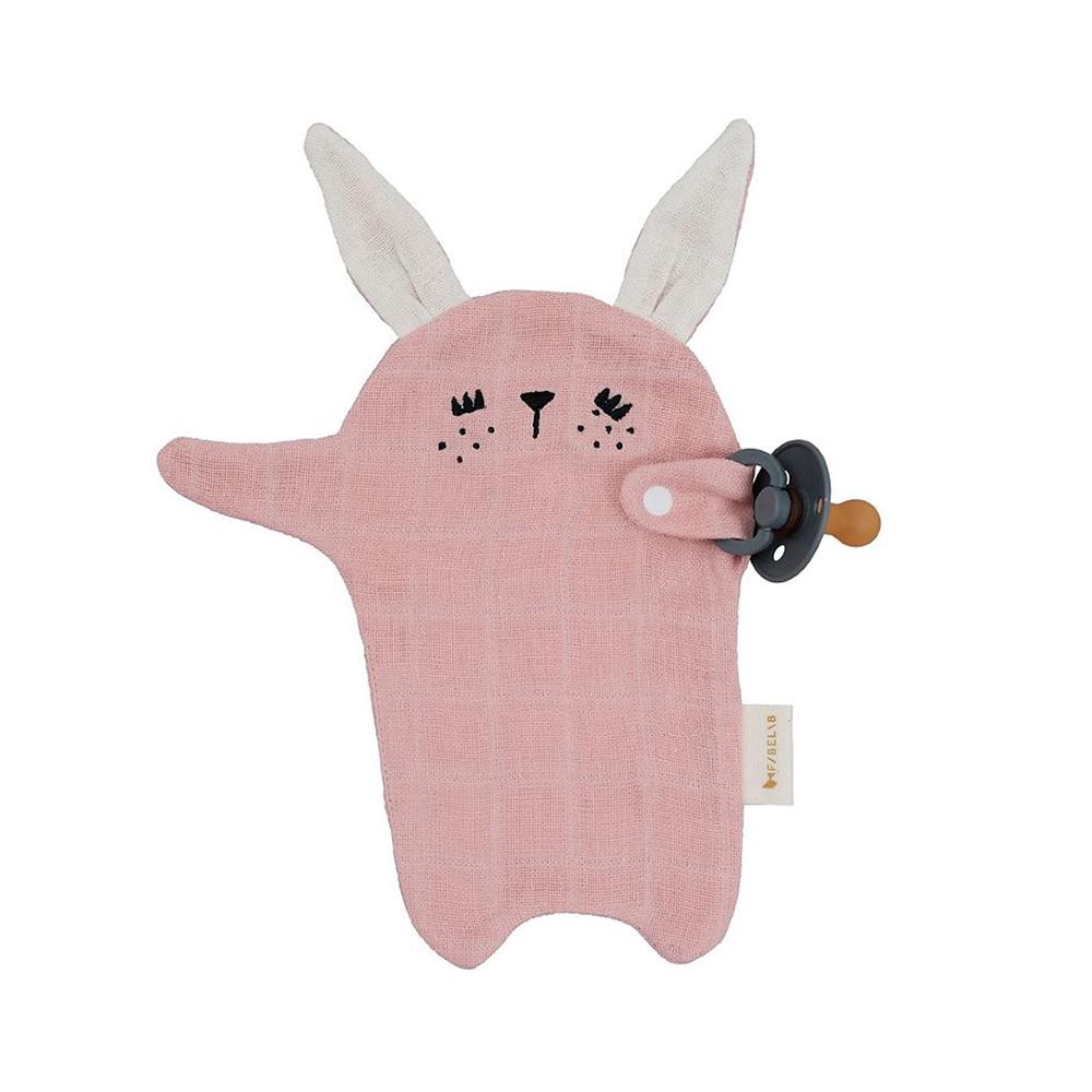 FABELAB Fabelab - Pacifier Cuddle - Bunny - Mauve Comforter &amp; teether