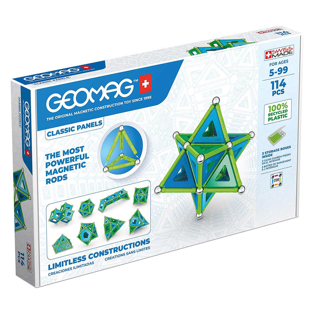 Geomag Geomag Supercolor Panels 114pc Blue/Green Magnetic Building Set STEM Toys