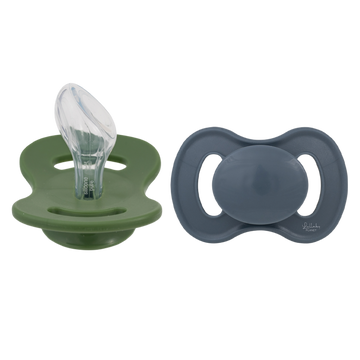 Lullaby Planet - Dental Silicone Soothers Size 2 - Forest Green & Flint Stone 2 pcs.