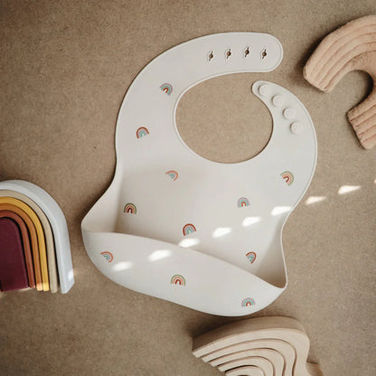 Mushie Mushie - Silicone Bib Rainbows (Pink) Bib