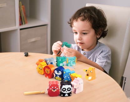 Leo &amp; Friends Leo &amp; Friends - Animal Lacing Beads Wooden Toy