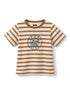 Boys Striped Dino Emblem Short Sleeve T-Shirt