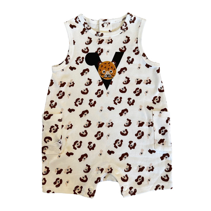 Vauva SS23 Safari - Baby Boys Leopard Print Cotton Sleeve Romper-product image front