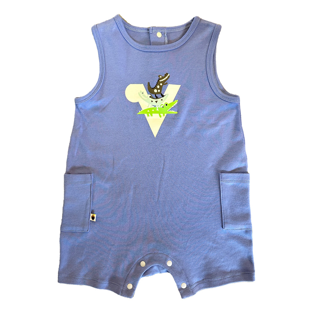 VAUVA Vauva SS23 Safari - Baby Boys Crocodile Logo Cotton Sleeve Romper Romper