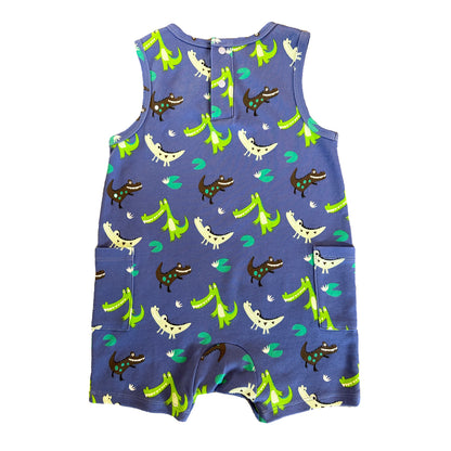 VAUVA Vauva SS23 Safari - Baby Boys Crocodile All-Over Print Cotton Sleeve Romper Romper