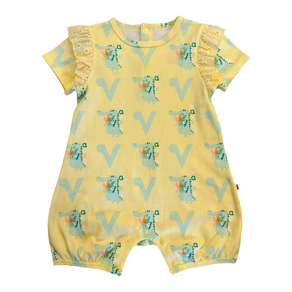 VAUVA Vauva SS23 Safari - Baby Girls Crocodile Print Cotton Romper Romper