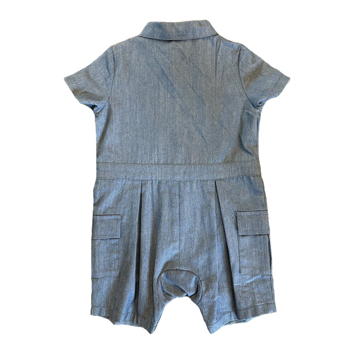 Vauva SS23 Safari - Baby Boys Lion Embroidery Cotton Short Sleeve Romper