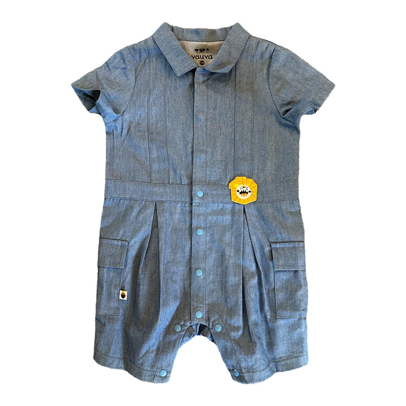 Vauva SS23 Safari - Baby Boys Lion Embroidery Cotton Short Sleeve Bodysuit
