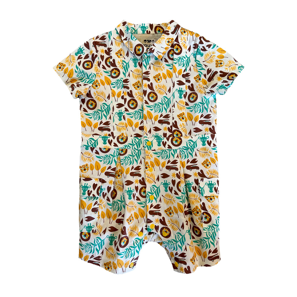 VAUVA Vauva SS23 Safari - Baby Boys All Over Print Cotton Romper Romper