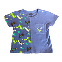 Vauva SS23 Safari - Baby Boys Crocodile Print Patchwork Cotton Short Sleeve T-shirt-product image front