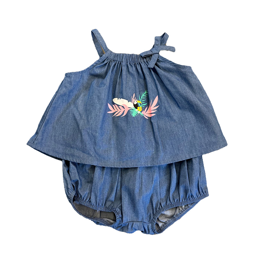 VAUVA Vauva SS23 Safari - Baby Girls Animal Print Cotton Top & Bottom Set Top & Bottom Set