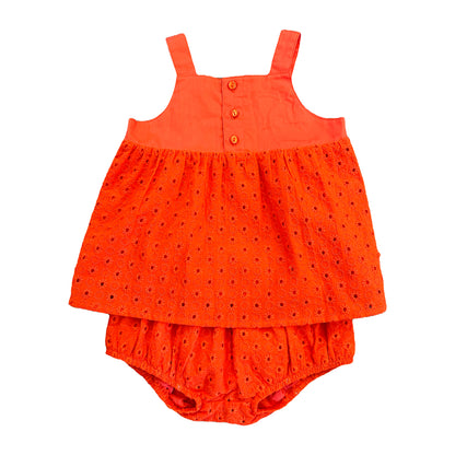 VAUVA Vauva SS23 Safari - Baby Girls Eyelet Cotton Bodysuit (Red) Bodysuit