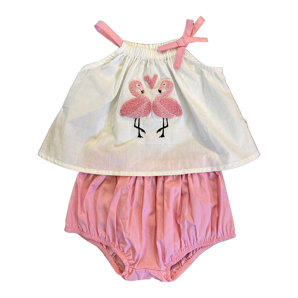 VAUVA Vauva SS23 Safari -Baby Girls Flamingo Print Cotton babysuit Kit &amp; Set