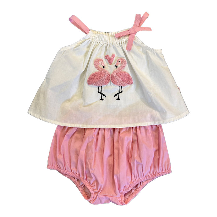 VAUVA Vauva SS23 Safari -Baby Girls Flamingo Print Cotton babysuit Kit & Set