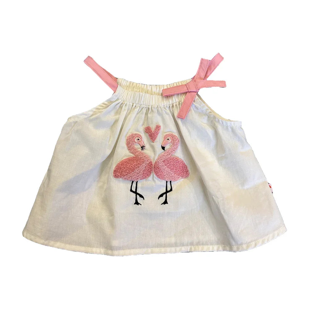 VAUVA Vauva SS23 Safari -Baby Girls Flamingo Print Cotton babysuit Kit & Set