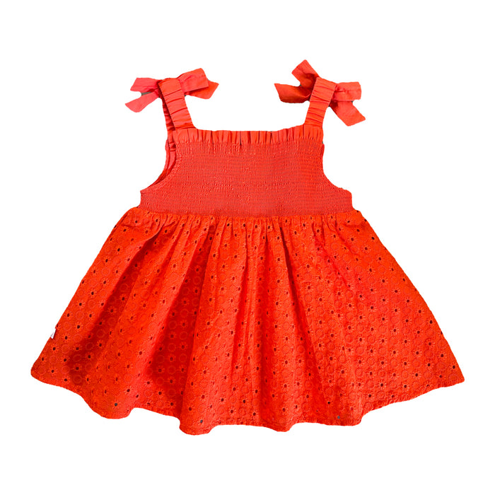 VAUVA Vauva SS23 Safari - Girls Eyelet Cotton Dress (Red) Dresses