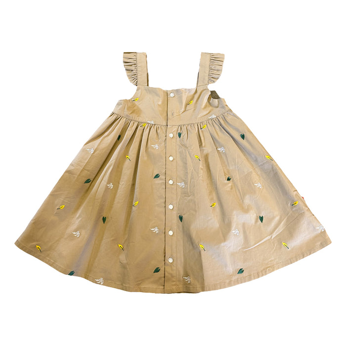 Vauva SS23 Safari - 女童刺繡荷葉邊棉質連衣裙