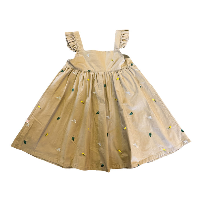 Vauva SS23 Safari - 女童刺繡荷葉邊棉質連衣裙