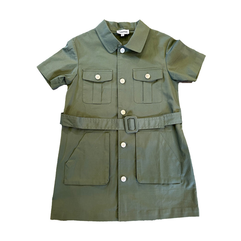 Vauva SS23 Safari - Girls Cotton Dress (Olive Green)