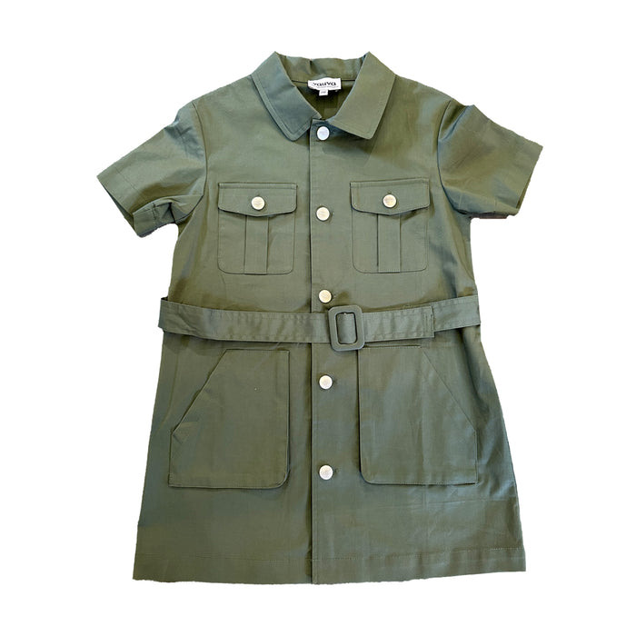 VAUVA Vauva SS23 Safari - Girls Cotton Dress (Olive Green) Dresses