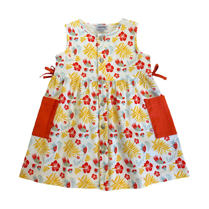 VAUVA Vauva SS23 Safari - Girls Floral Print Two Pocket Cotton Dress Dresses