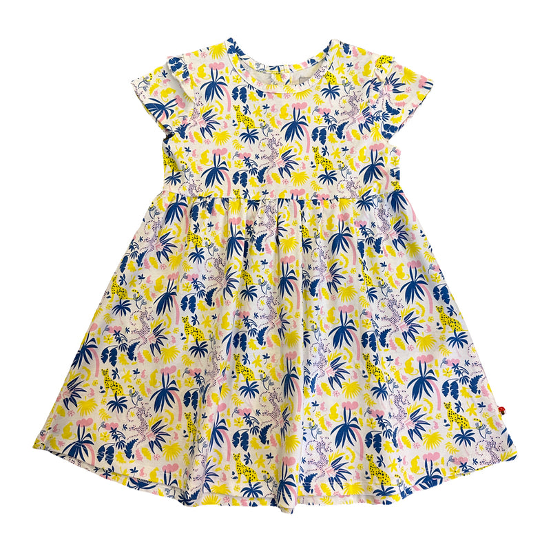 Vauva SS23 Safari - Girls Forest Print Cotton Short Sleeve Dress