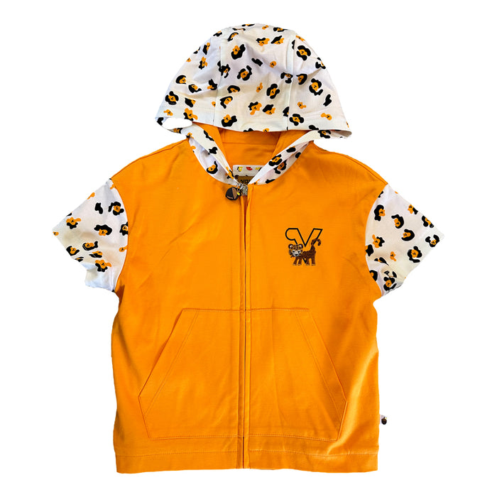 Vauva SS23 Safari - Boys Leopard Print Cotton Short Sleeve Jacket (Orange)