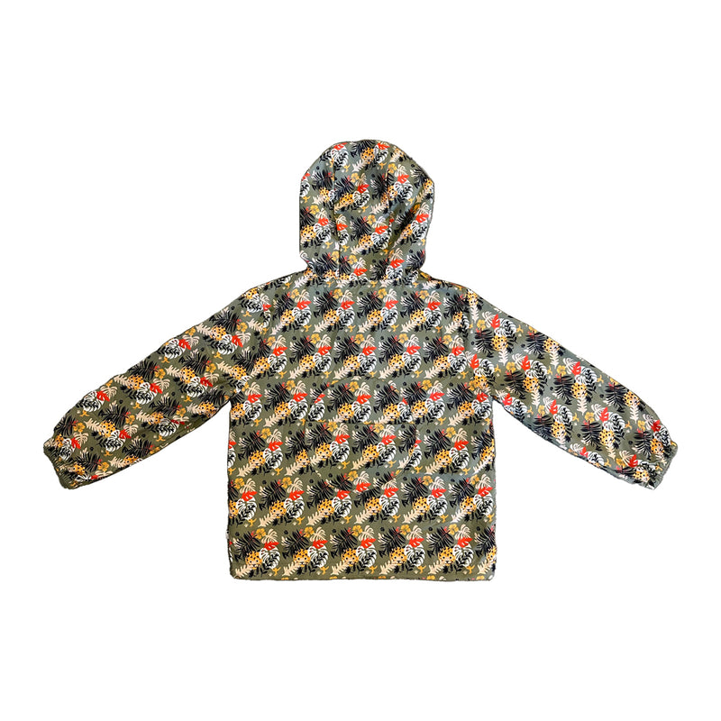 Vauva SS23 Safari - Boys All Over Animal Print Nylon Long Sleeve Windbreaker (Olive Green)