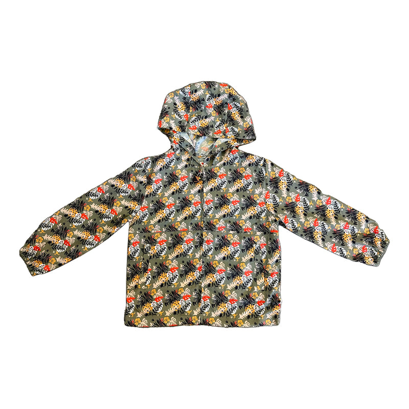 Vauva SS23 Safari - Boys All Over Animal Print Nylon Long Sleeve Windbreaker (Olive Green)