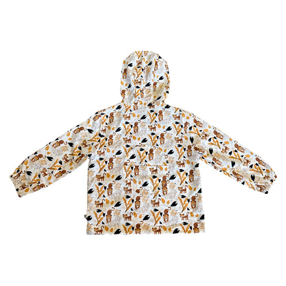 VAUVA Vauva SS23 Safari - Boys All Over Animal Print Nylon Long Sleeve Windbreaker (White) Windbreaker