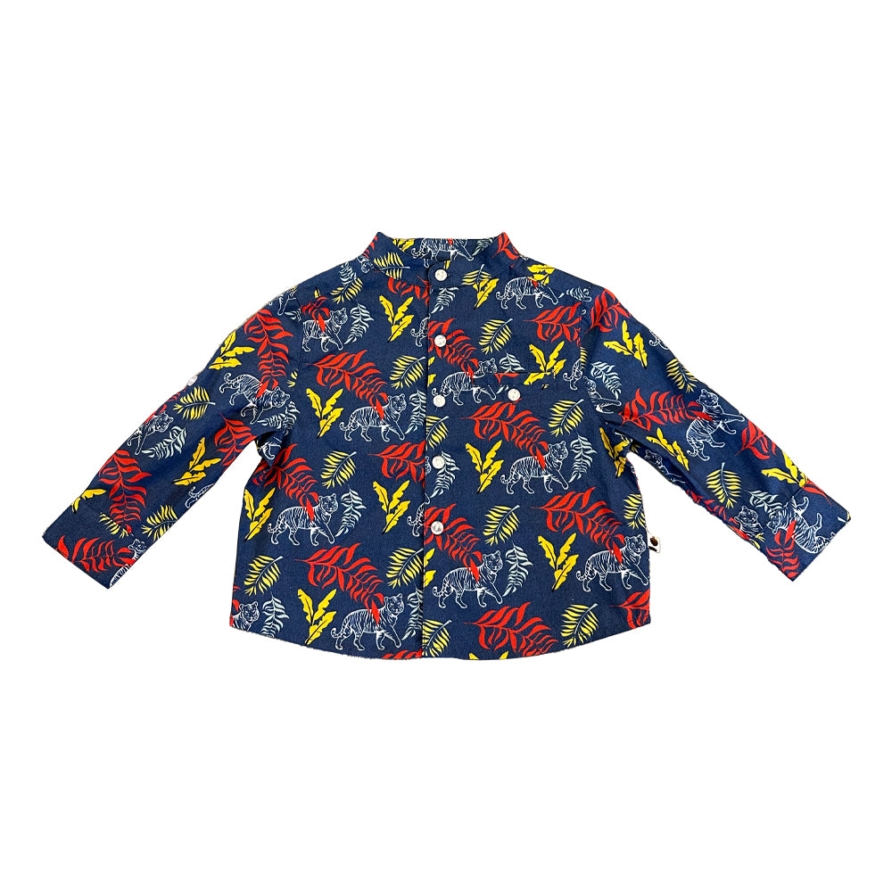 Vauva SS23 Safari - Boys All Over Animal Print Cotton Long Sleeve Shirt product image front