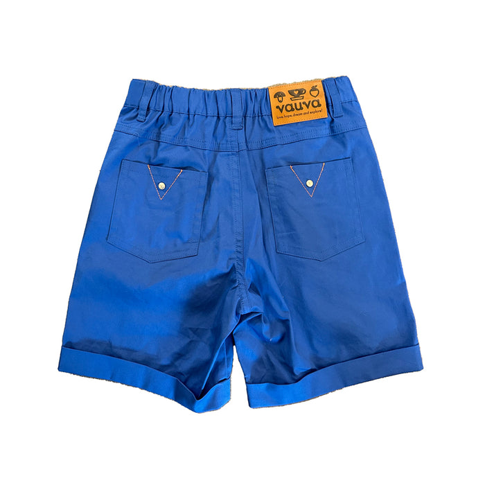 Vauva SS23 Safari - 男孩藍色純色棉質短褲
