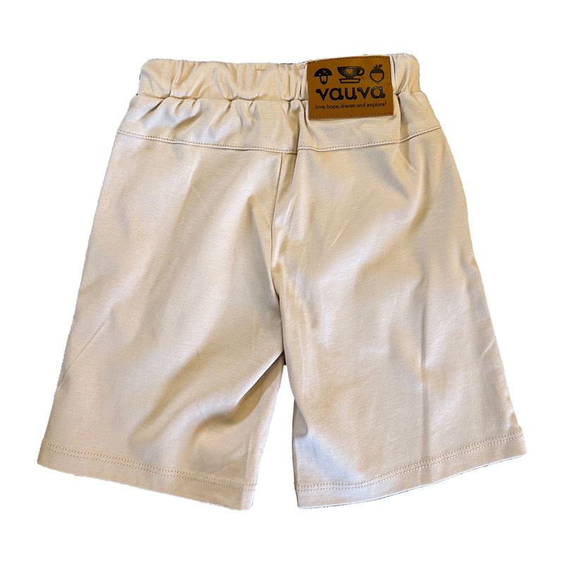 Vauva SS23 Safari - Boys Tiger Embroidered Cotton Shorts (Khaki)