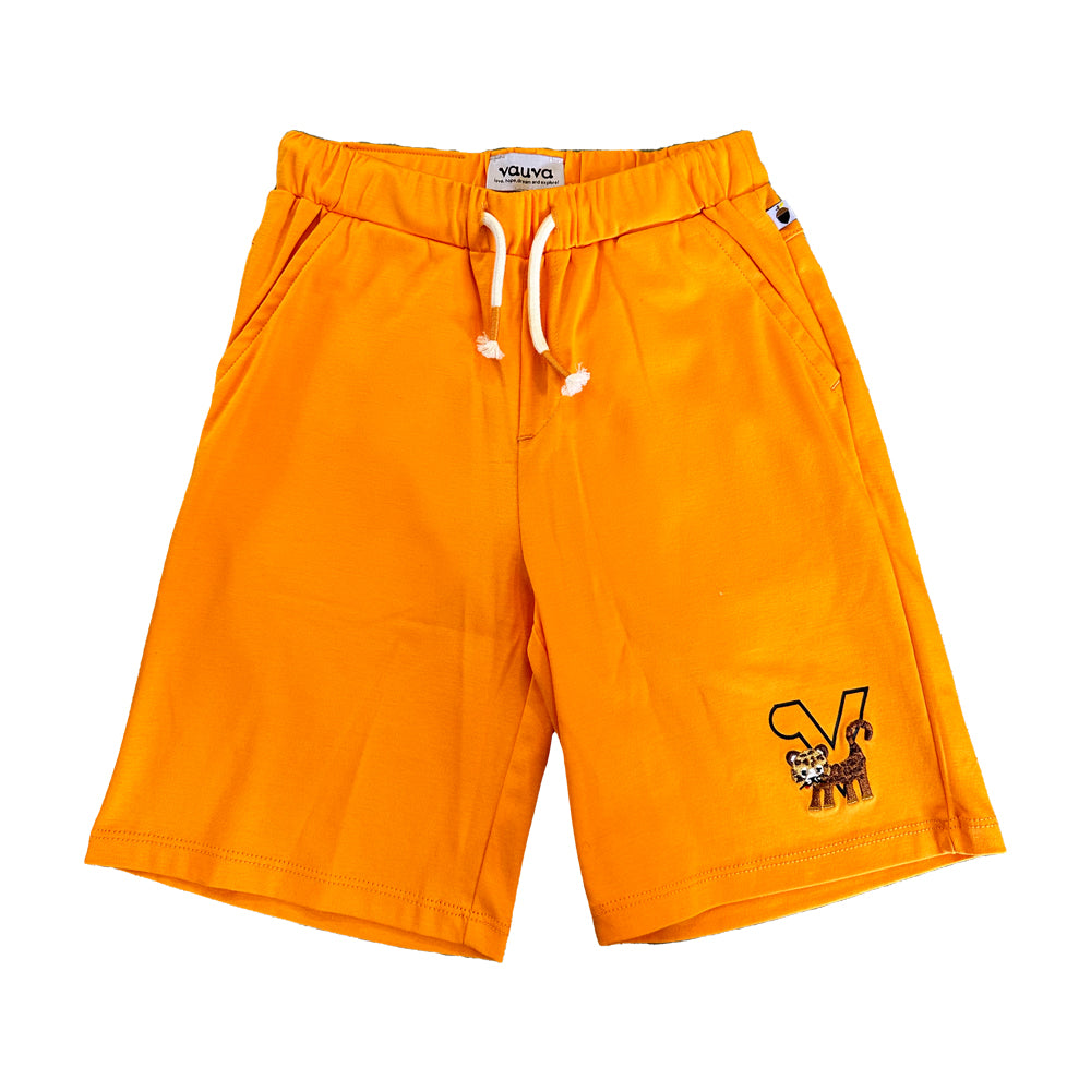 VAUVA Vauva SS23 Safari - Boys Tiger Embroidered Cotton Shorts (Orange) Shorts