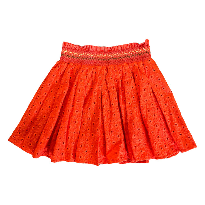 Vauva SS23 Safari - Girls Eyelet Cotton Skirt (Red) - My Little Korner