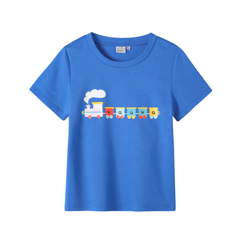 Vauva - Kid Short-sleeve Tee Top Train Print Blue