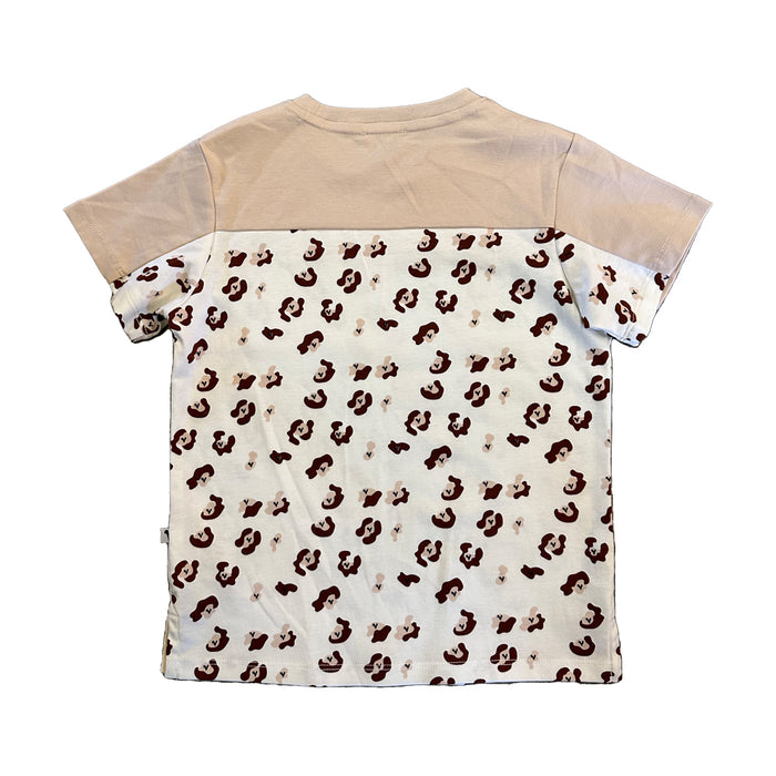 Vauva SS23 Safari - Boys Leopard Print Color Matching Cotton Short Sleeve Pocket T-shirt (Khaki)