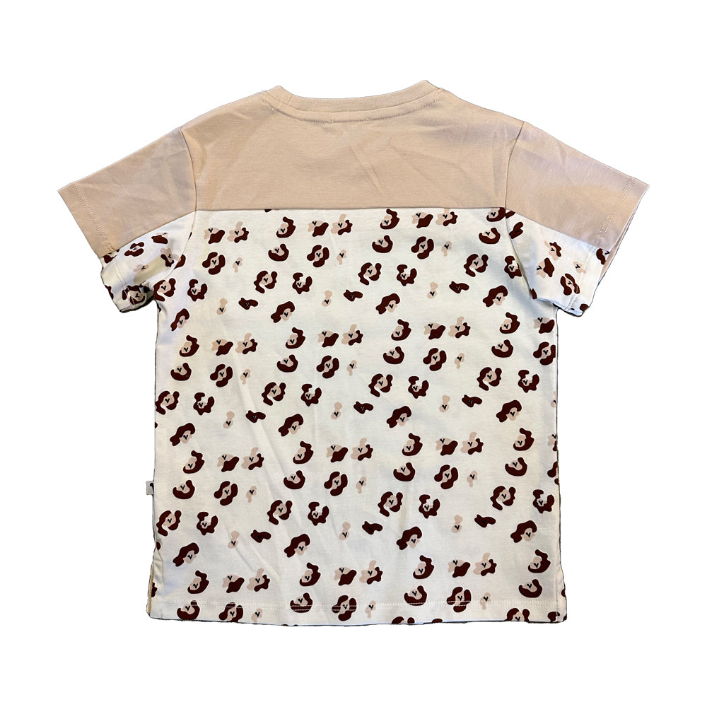 VAUVA Vauva SS23 Safari - Boys Leopard Print Color Matching Cotton Short Sleeve Pocket T-shirt (Khaki) Tops